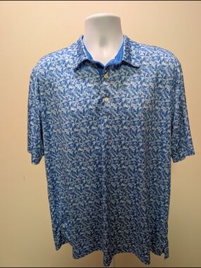 Men's Blue Patterned Polo Shirt